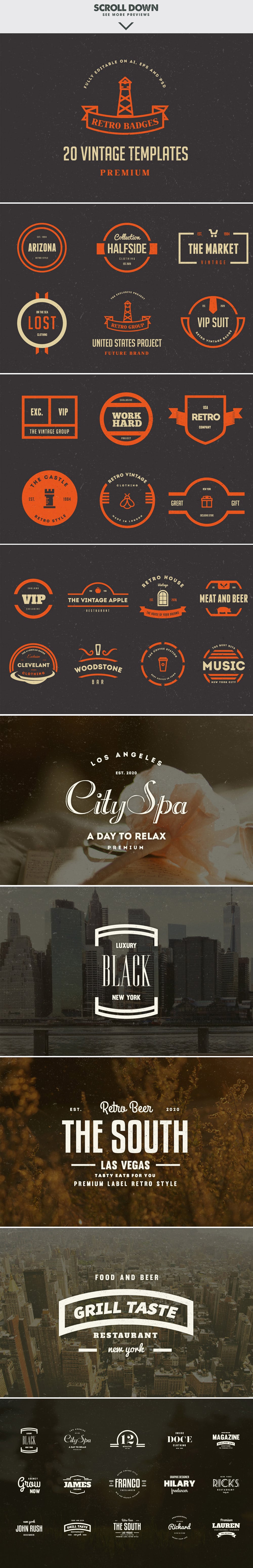Vintage logos with your distinctive mark.