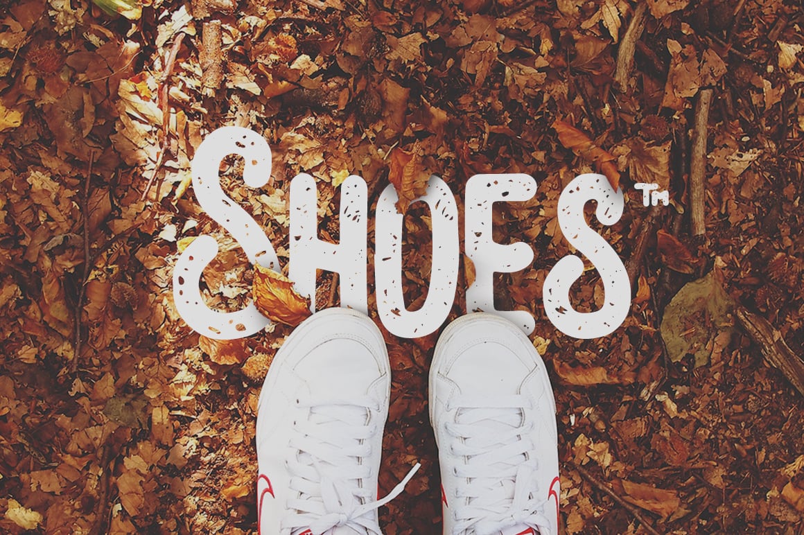 White shoes on the leaves.