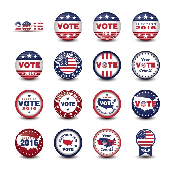 50 packages of icons and badges related to US Election