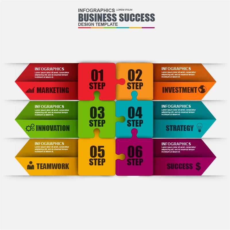 42 Business 3D Infographic Elements + 5 Flat Infographics