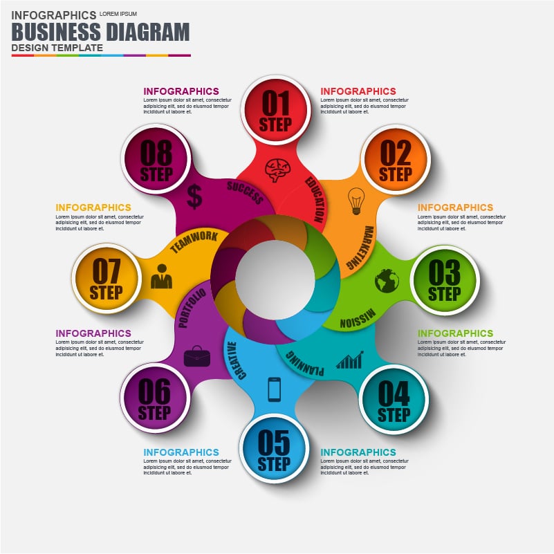 42 Business 3D Infographic Elements + 5 Flat Infographics