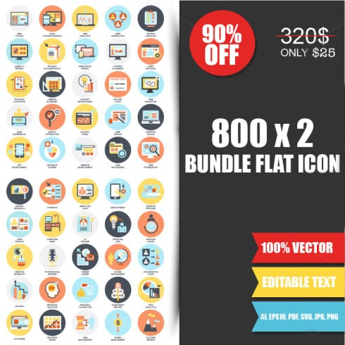 625 Flat Business Icons - just $24