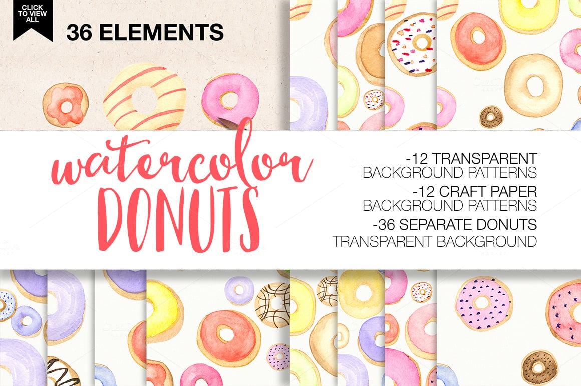 Sweet Watercolor Bundle: 320+ Elements with Extended License