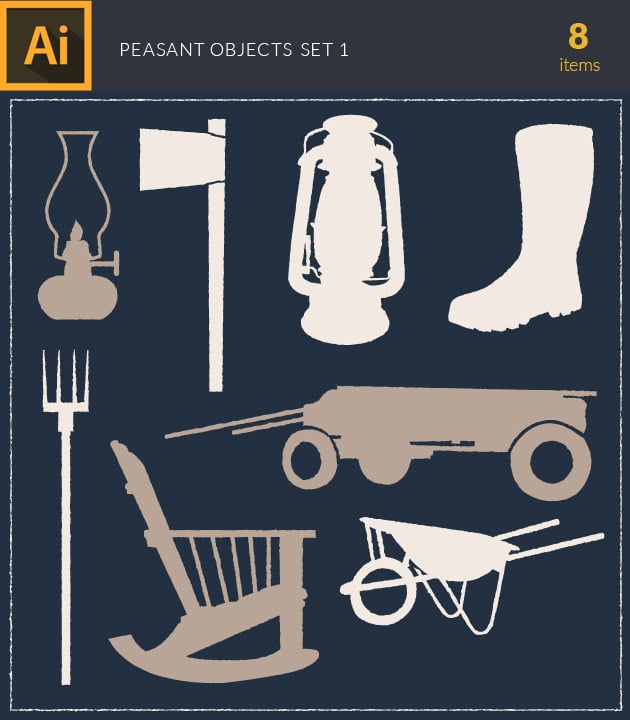 vector-peasant-objects-vintage-vector-set-1