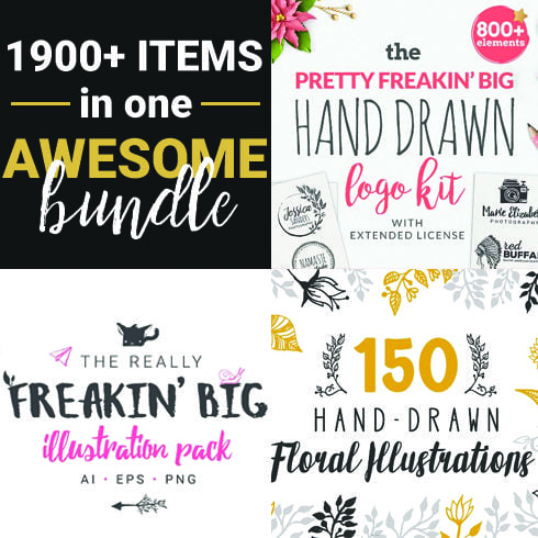 1900+ Best Hand Drawn Flowers And Patterns Bundle 2021 - $24 | Master ...