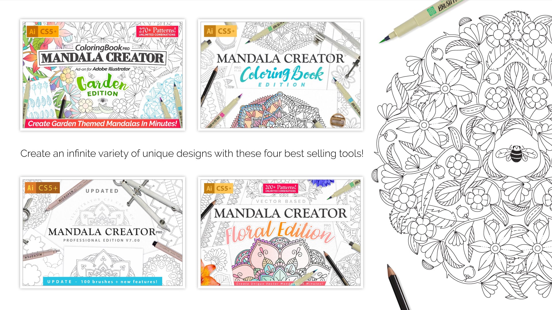 Best Mandala Creator in 2021. Bundle Collection - 800+ Patterns. Only $29!