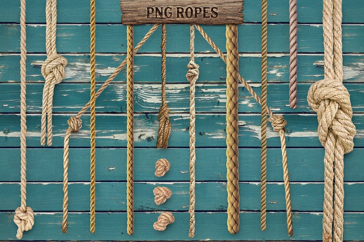 Beige ropes for different purposes.