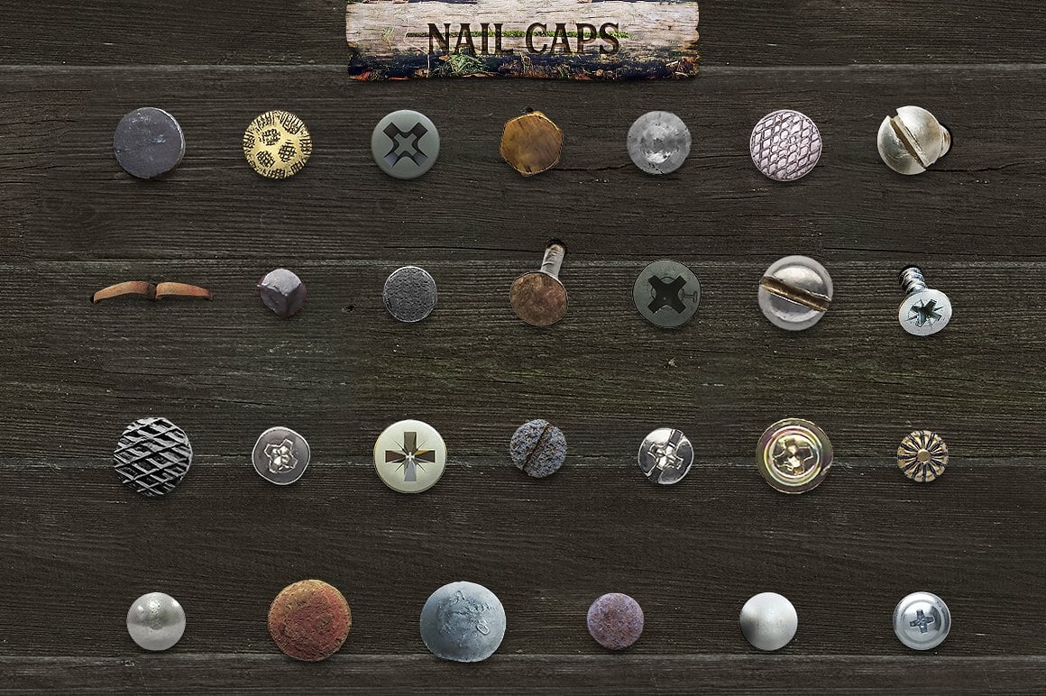 Metal nail caps.