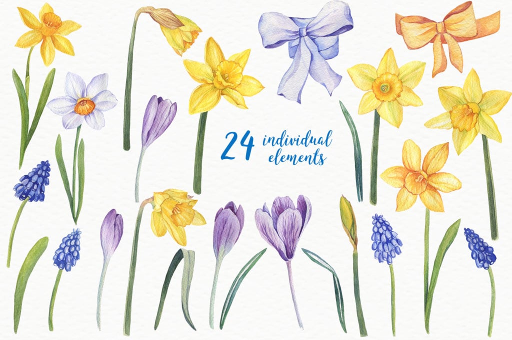 8 Watercolor Bestsellers: Flower S | MasterBundles