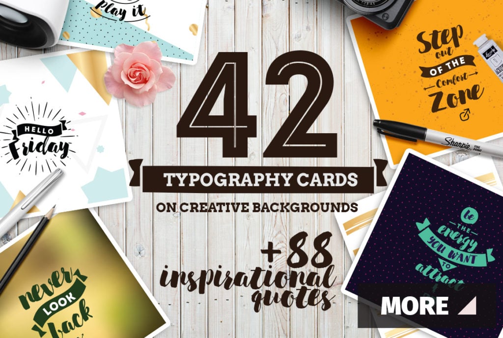 42 Typography Cards + Bonus Inspirational 88 Quotes – MasterBundles