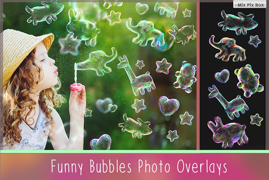 Funny Animals Soap Bubbles Overlay