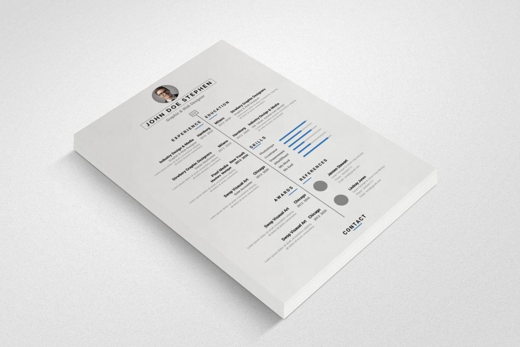 Free Resume CV Template – MasterBundles