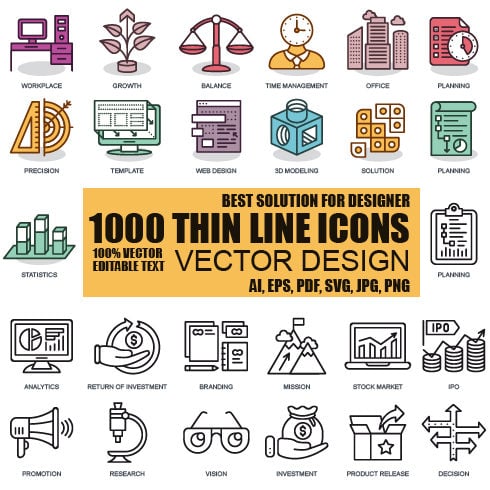 500 Business Line Icons - $22 ONLY