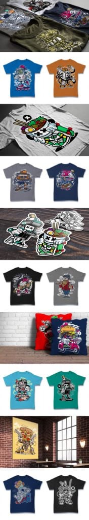 101 T-shirt Designs with cartoon concept - Master Bundles