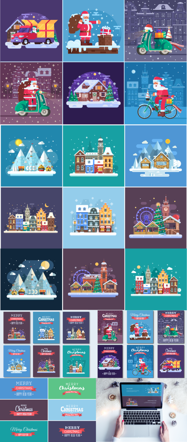 New Year and Christmas Illustrations and Cards Bundle 15 MasterBundles