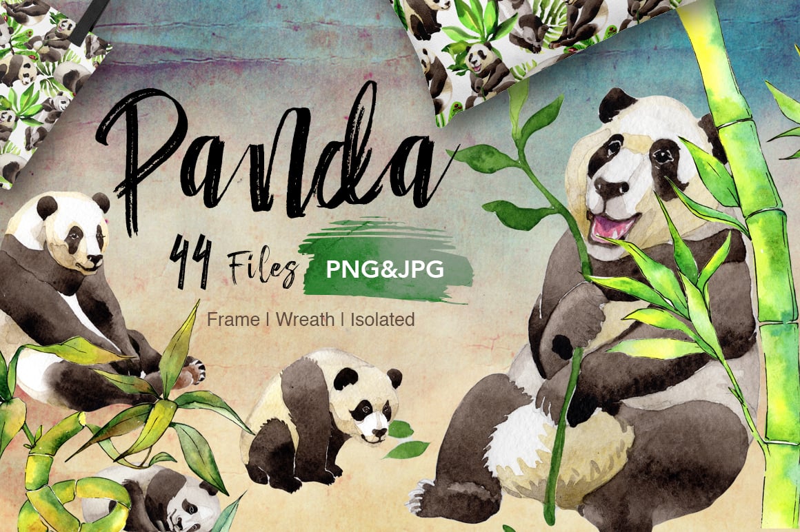Very natural depicts a panda, painted with watercolors.