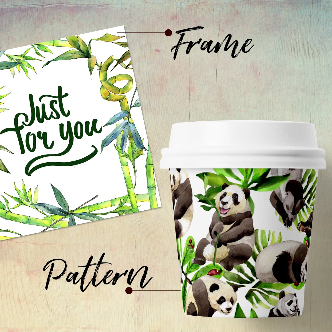 Panda Wild Animal PNG Watercolor Set cover image.