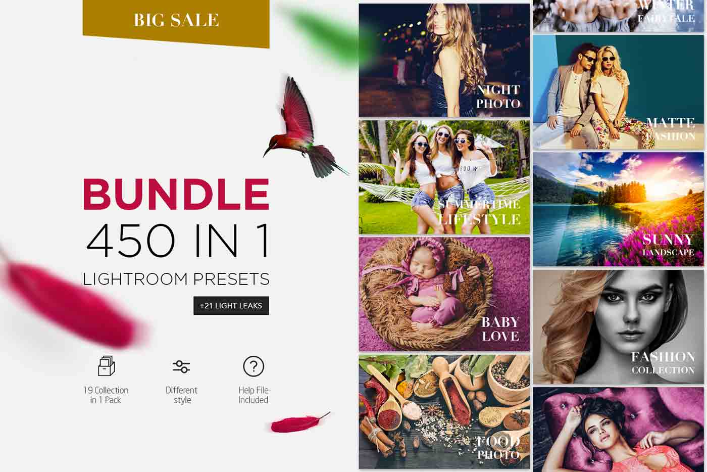 Pro Bundle 450 in 1 Lightroom Preset, 19 different collections in 1 pack.