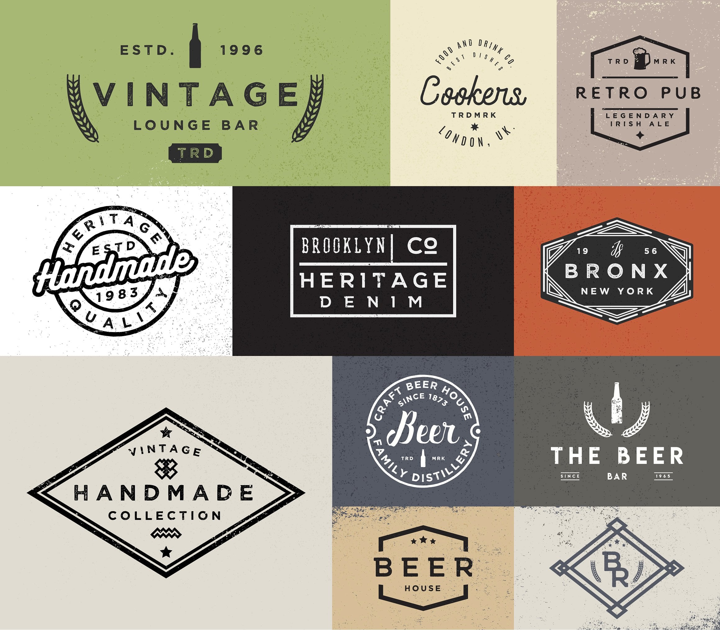 100 Vintage Stock Logo Templates - Only $24! - Master Bundles