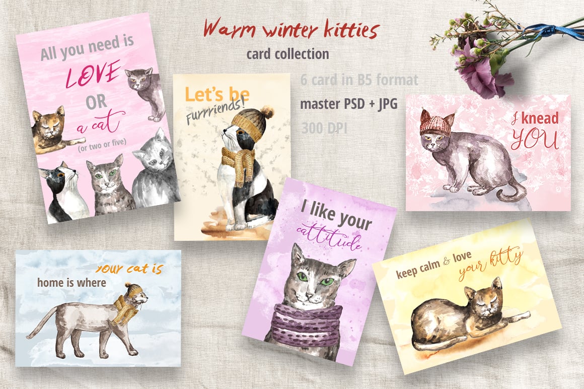 Warm Winter Kitties: Watercolor Set