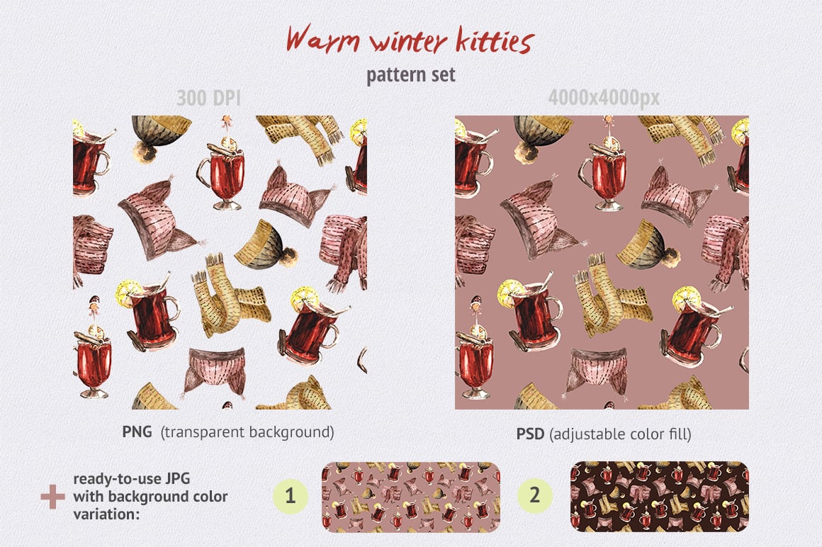 Warm Winter Kitties: Watercolor Set