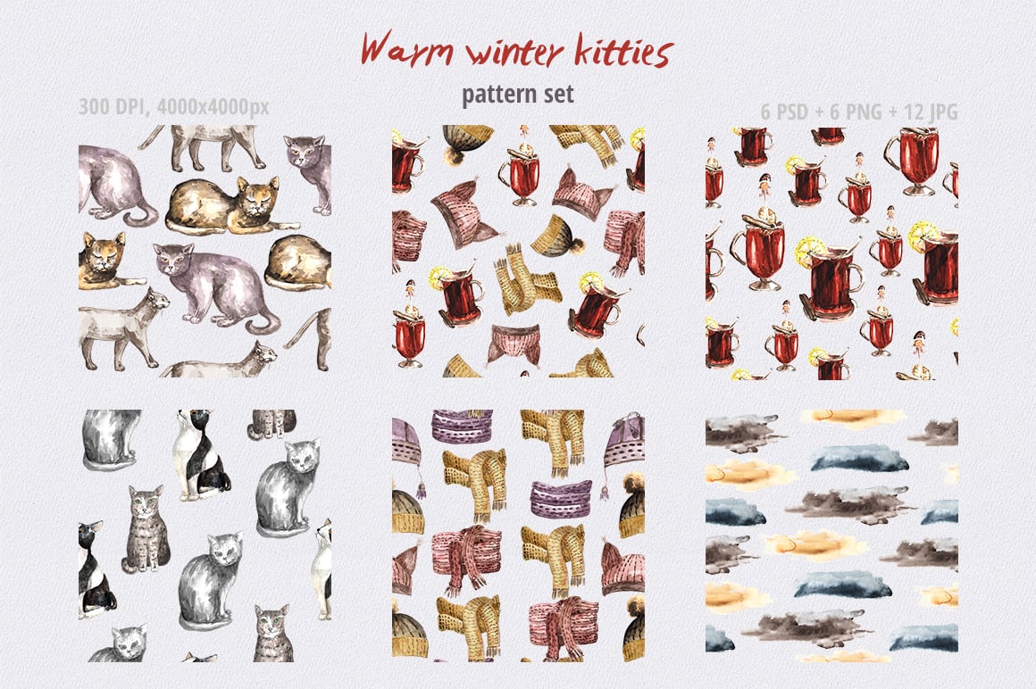 Warm Winter Kitties: Watercolor Set