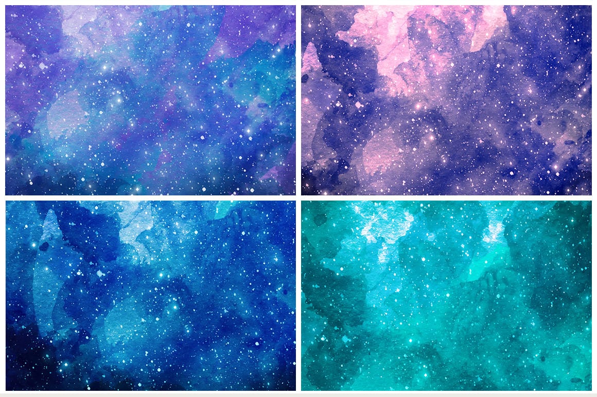 Watercolor Space Cosmic galaxy Textured Background