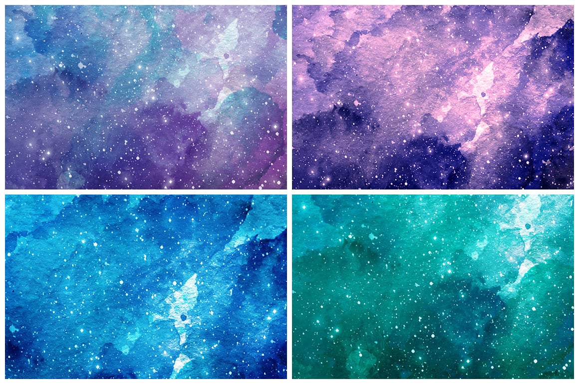 Watercolor Space Cosmic galaxy Textured Background