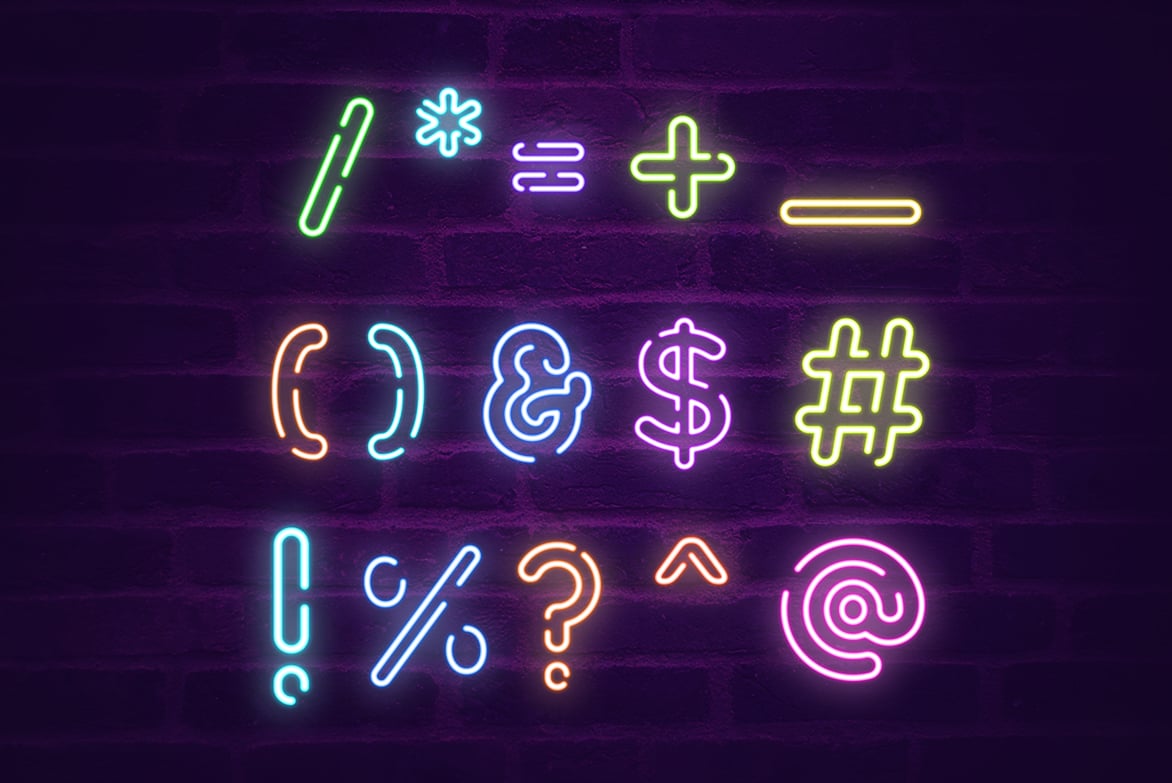 Neon symbols.