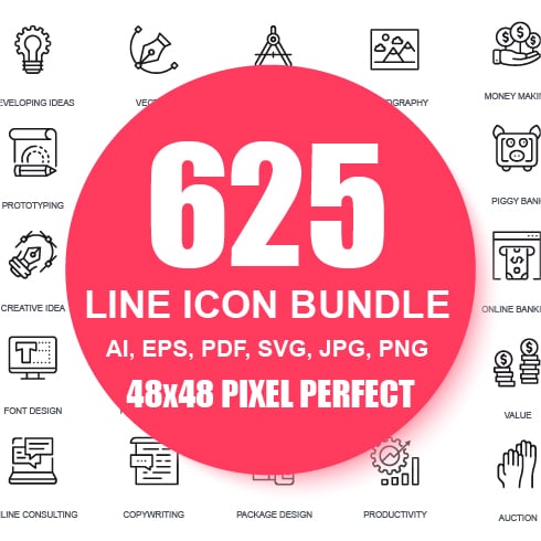 625 Thin Line Business Icons