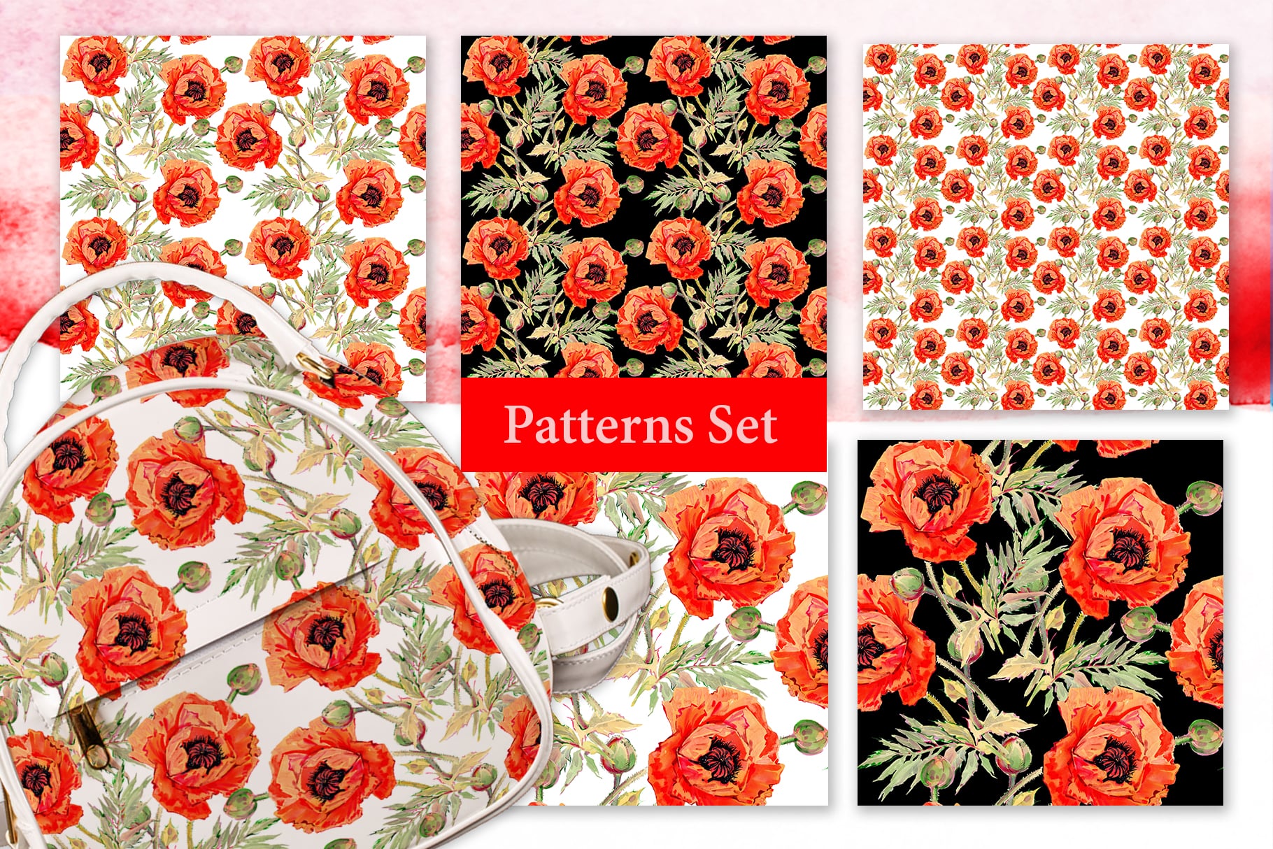 Juicy red poppy collection.