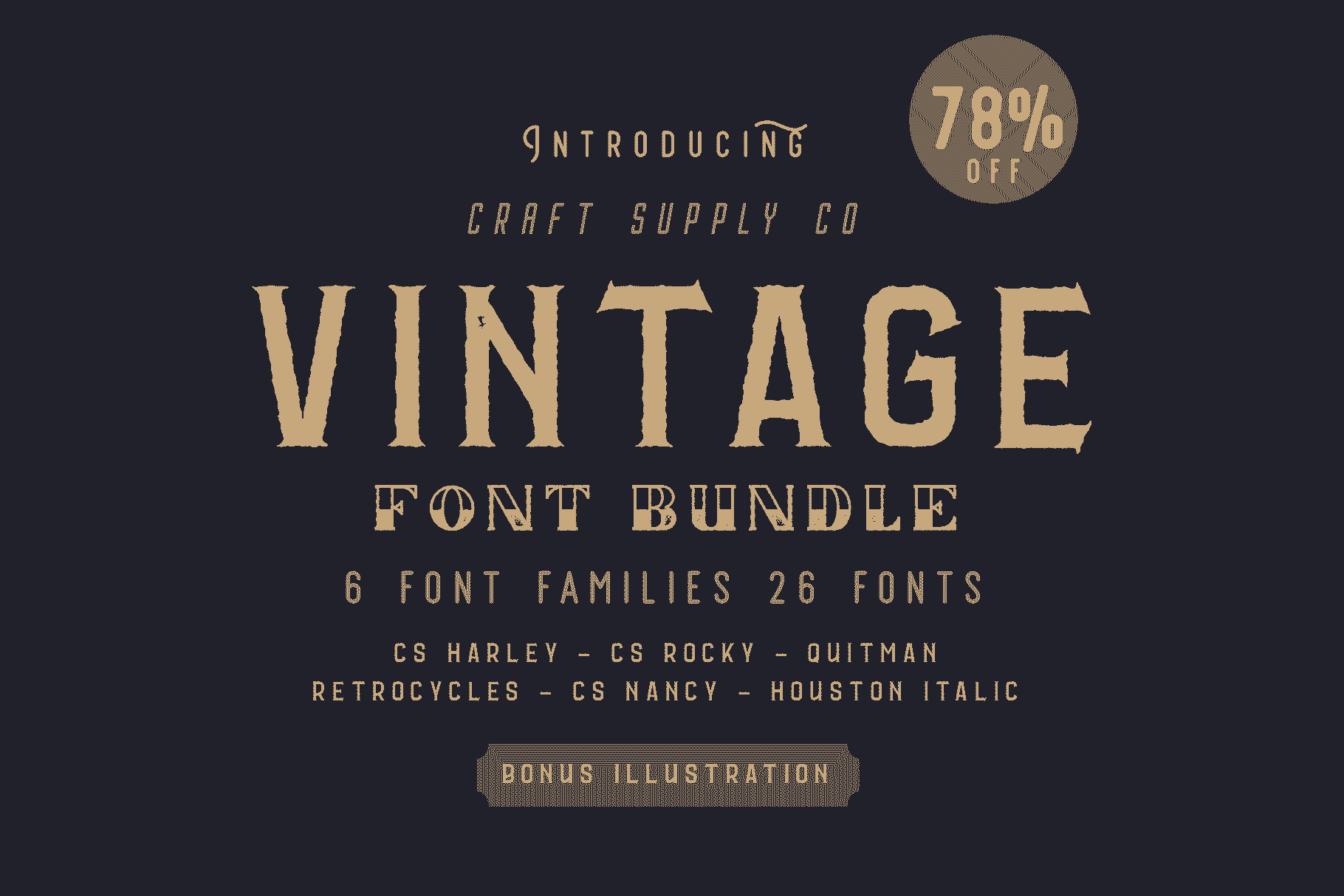 Vintage Font Bundle: 26 Best Vintage Fonts + 100 Extras - Just $19 ...