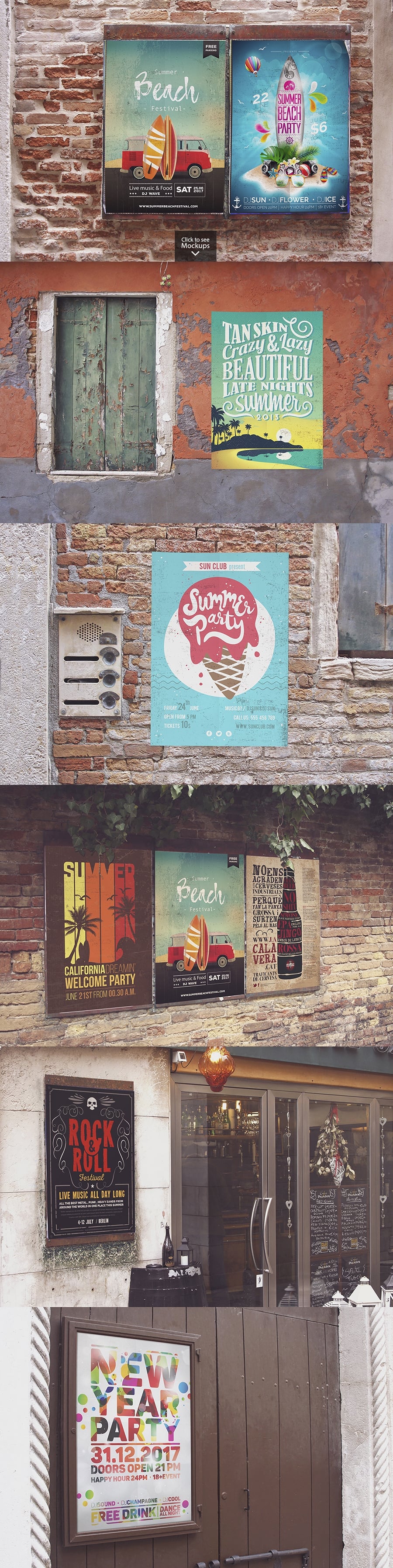 12 Poster Mockups in Venecia