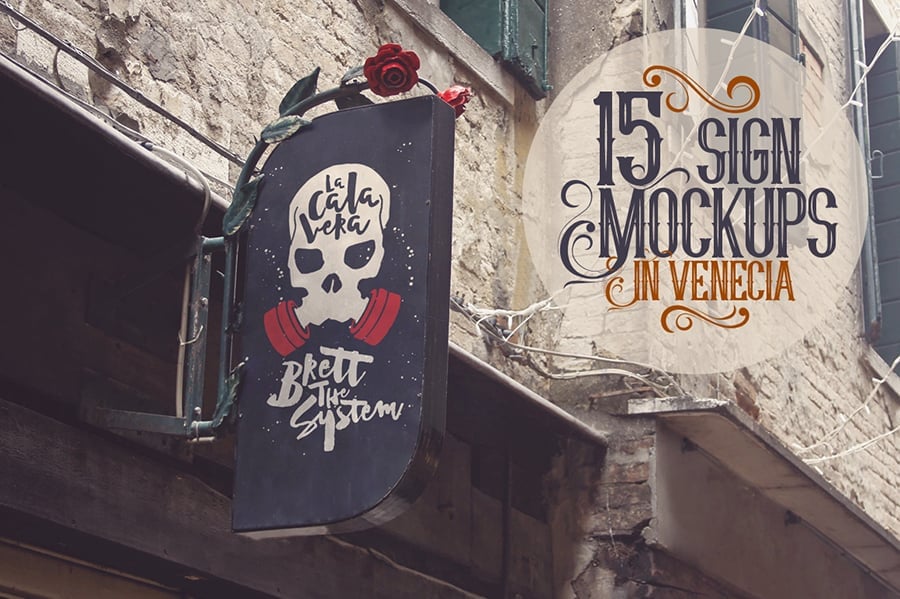 15 Signboards in Venecia Mockups