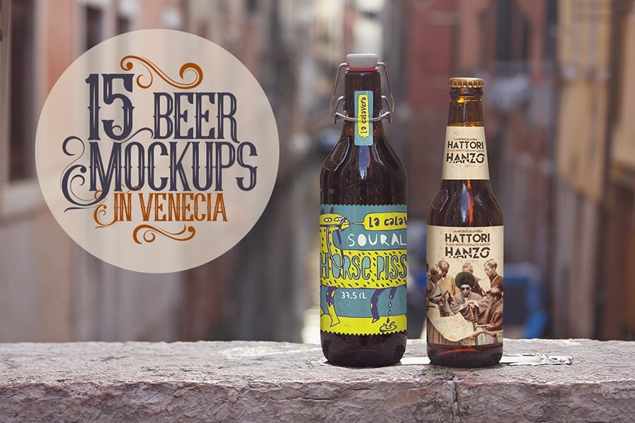 15 Beer Mockups in Venecia 