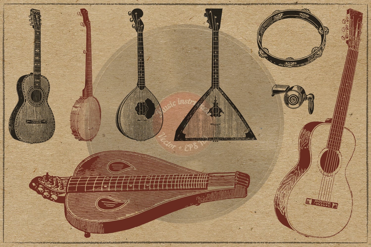 Guitar instruments - from old to modern.