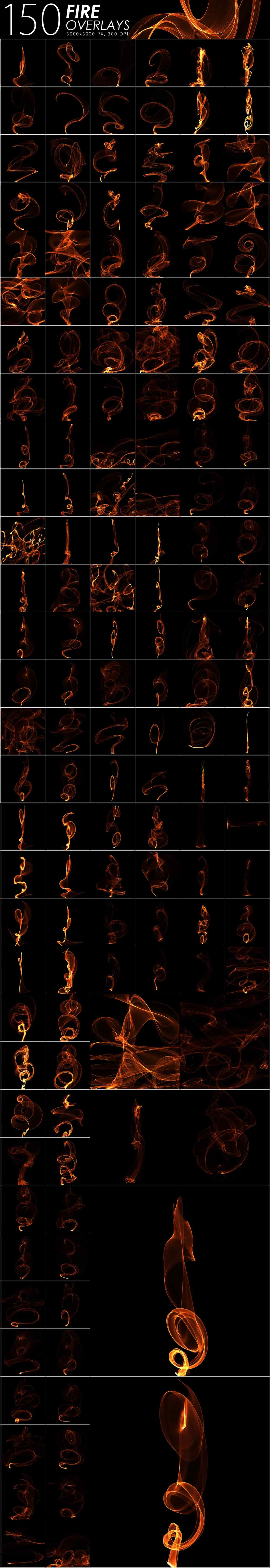 Various abstract shapes in the form of fire.