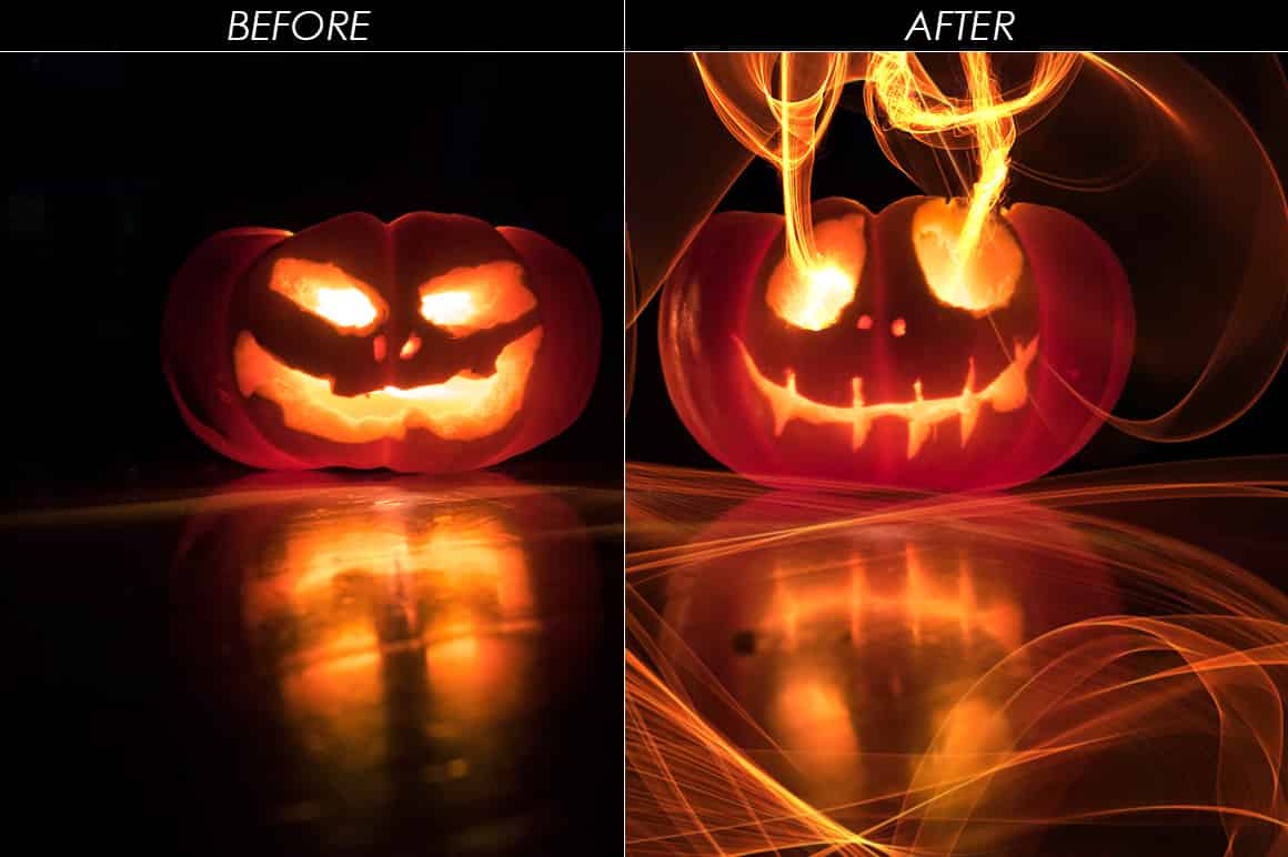Editing a pumpkin photo for Halloween to add more horror effect.