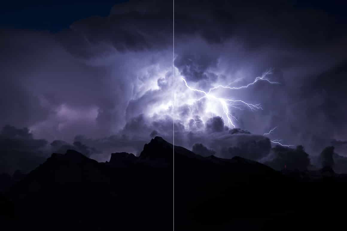 Thunderstorm with and without lightning. The difference is visible even in emotions.