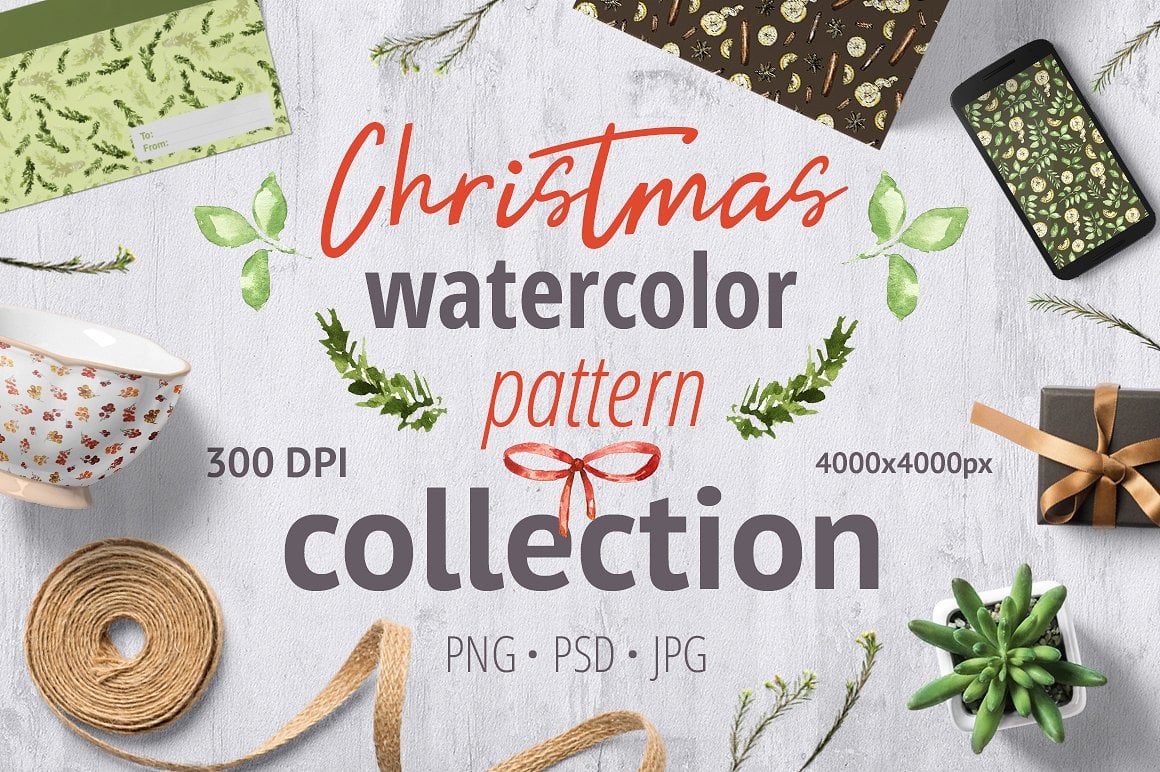 Christmas watercolor elements for different targets and decor any textures.