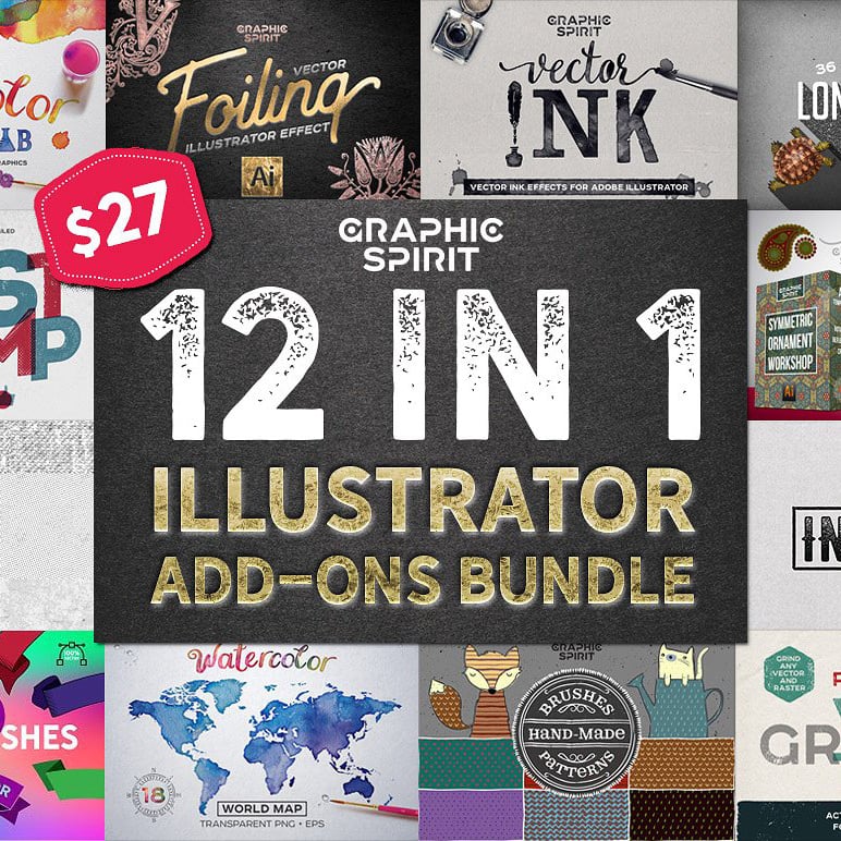 12 in 1 Adobe Illustrator Add-ons Bundle – just $27