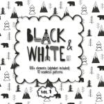 Black and White Set: 100 Minimal Elements & 10 Patterns main cover.