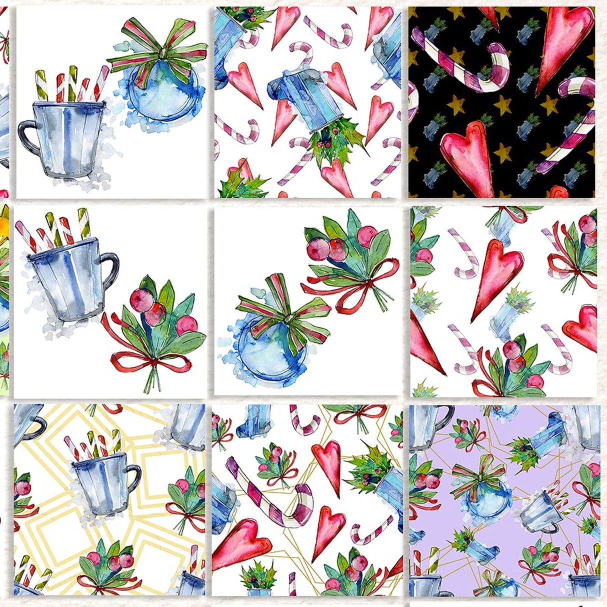 Huge Watercolor Christmas Bundle, 600+ files, 11 collections cover image.