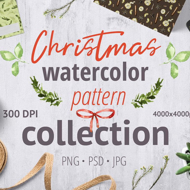 Christmas Watercolor Pattern Collection cover image.