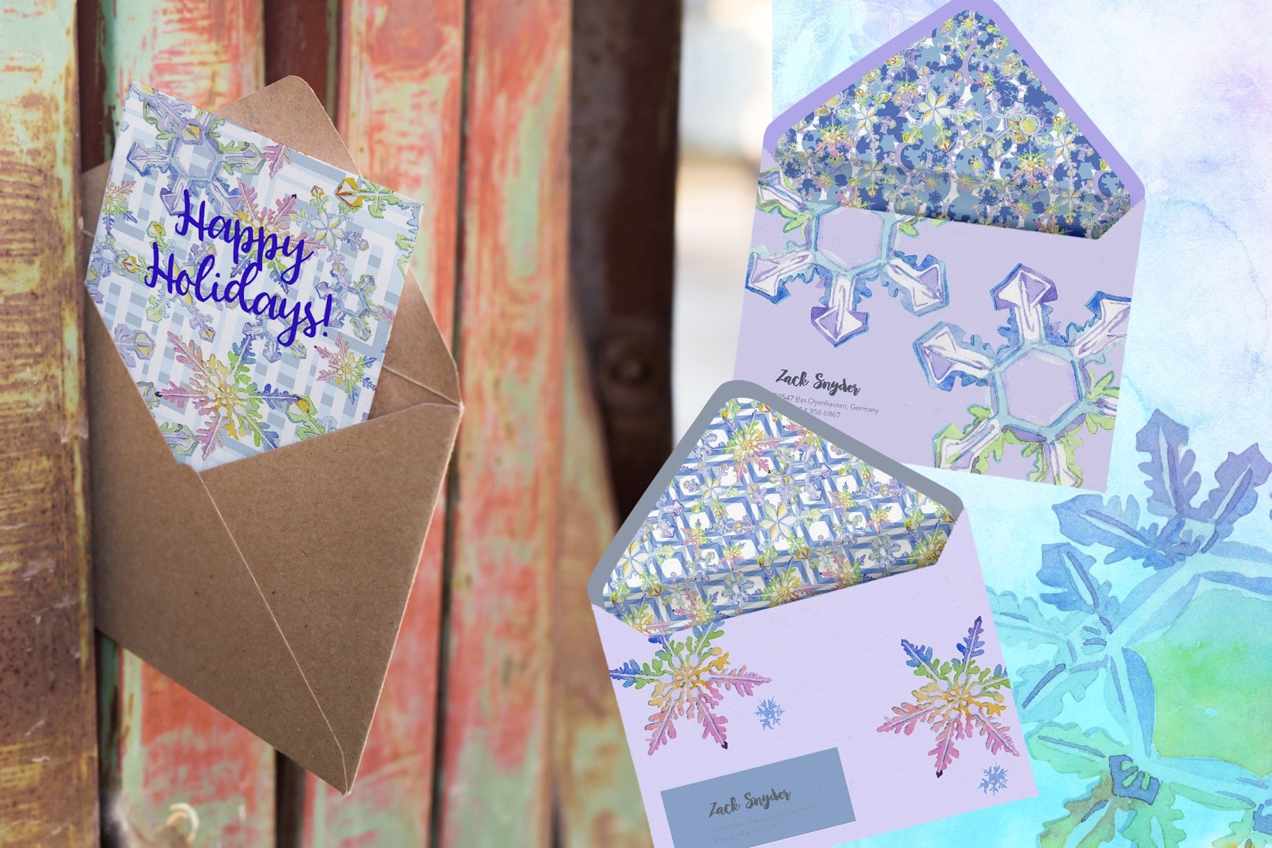Bright glitter envelope in a winter style.