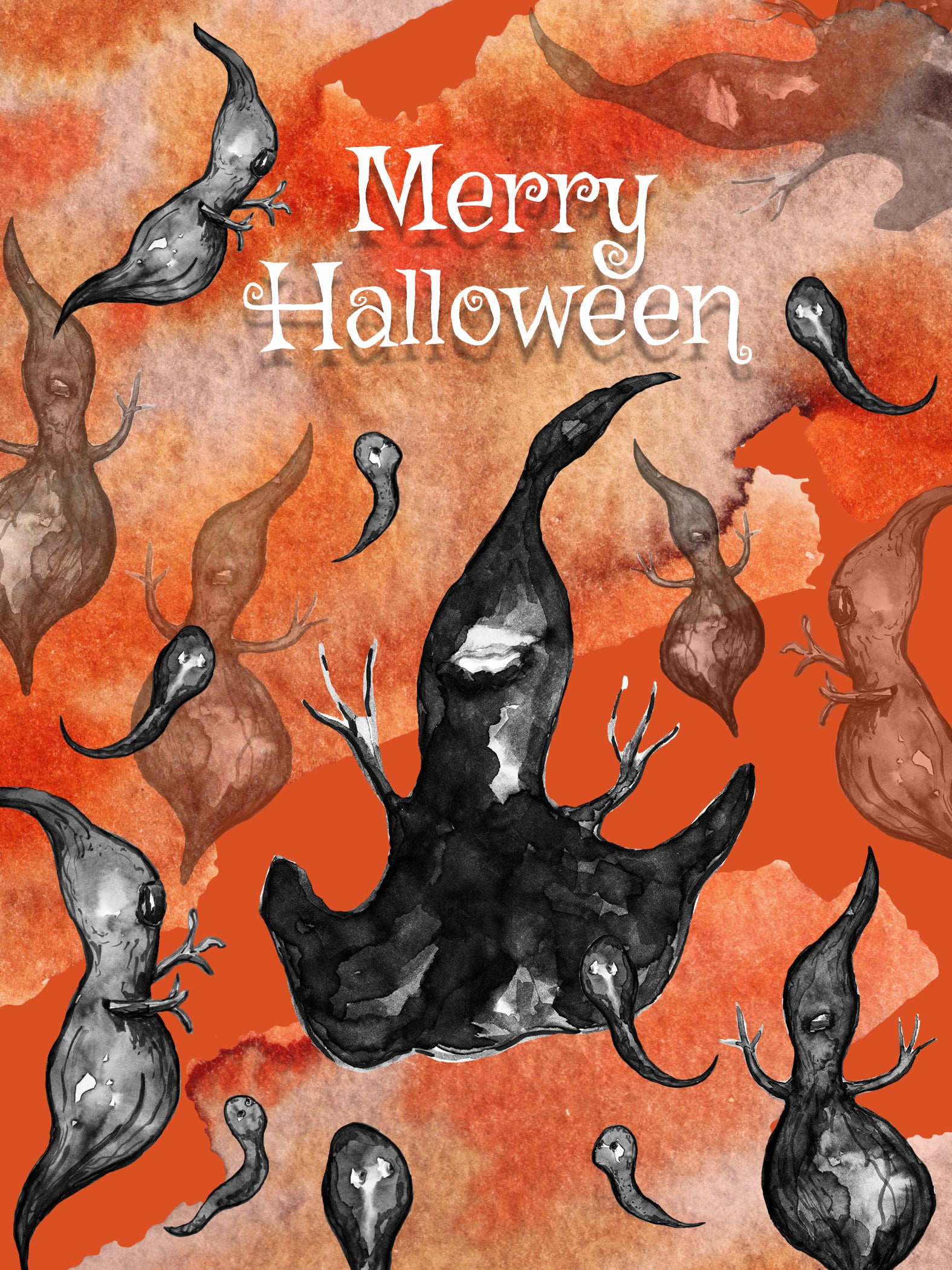 Halloween Watercolor Clipart 
