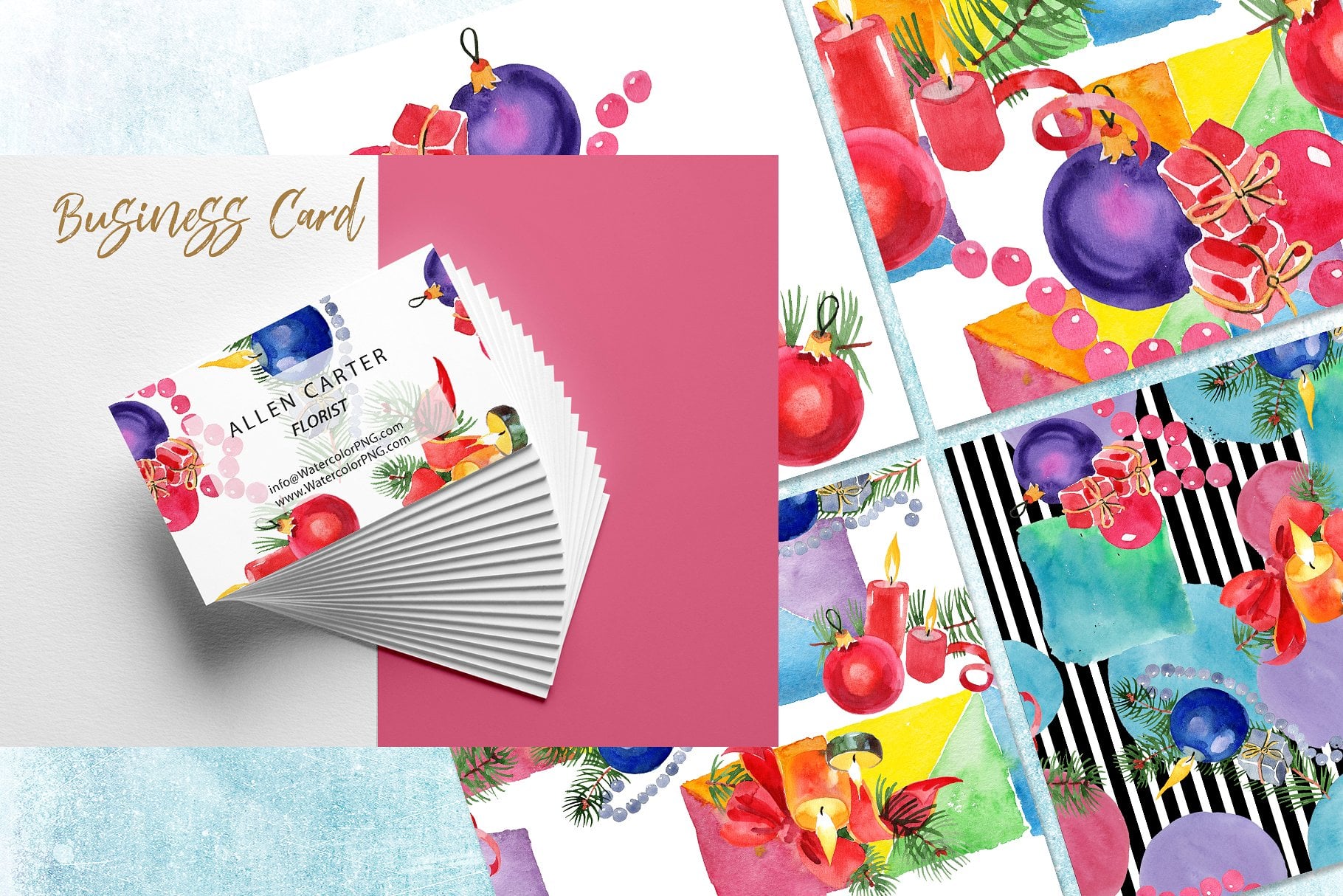 Bright greeting cards for Christmas time.