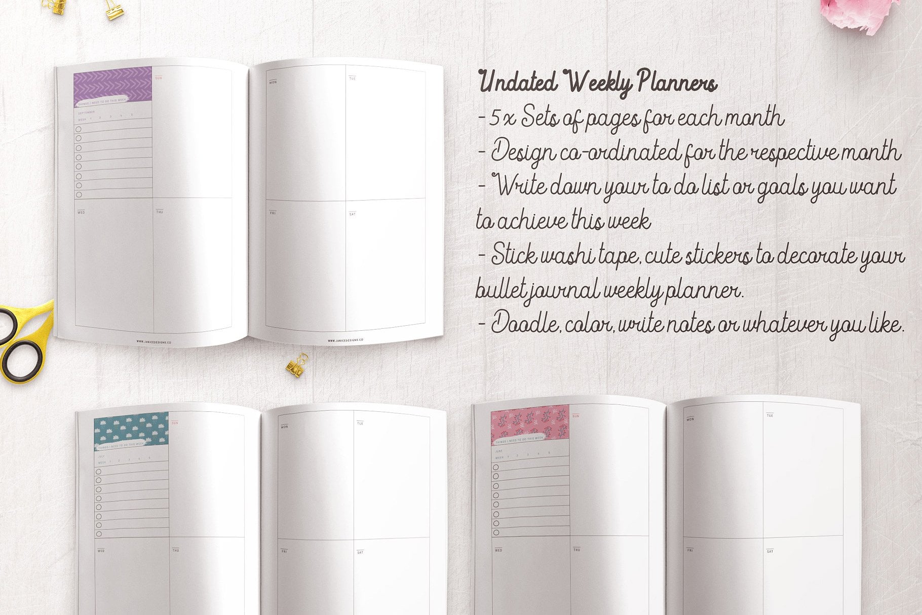 My Bullet Journal Planner InDesign Templates Collection By Janice Designs