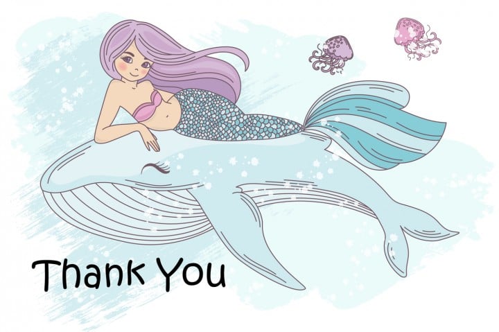 A tender thanks from a little pink-haired mermaid.