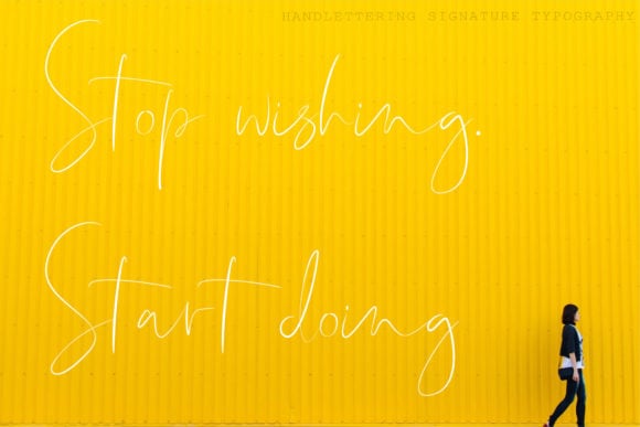 Bright yellow font with an elegant thin font.